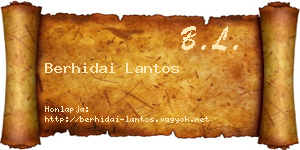 Berhidai Lantos névjegykártya